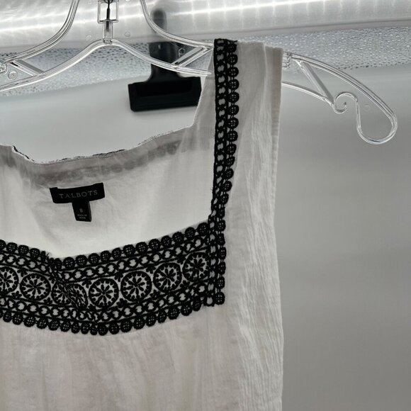 Talbots Women's Sleeveless Belted Shift Dress White/Black Size 8 - Picture 4 of 9